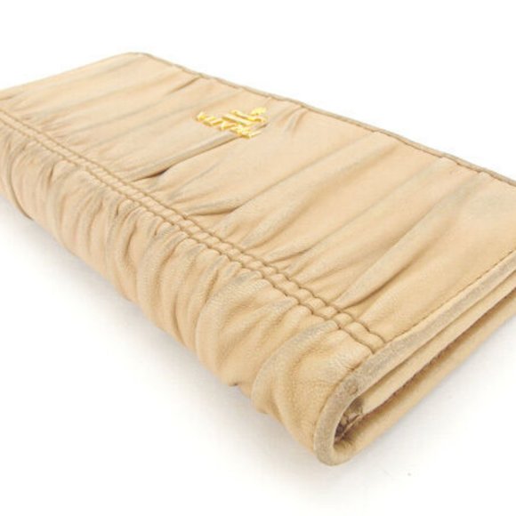 Prada Wallet Purse Long Wallet Beige Gold Woman Authentic Used Y4171 - Picture 3 of 6